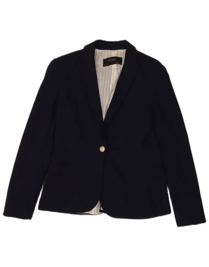 Zara - Chaqueta tipo blazer con 1 botón para mujer, Reino Unido 40, algodón azul marino mediano