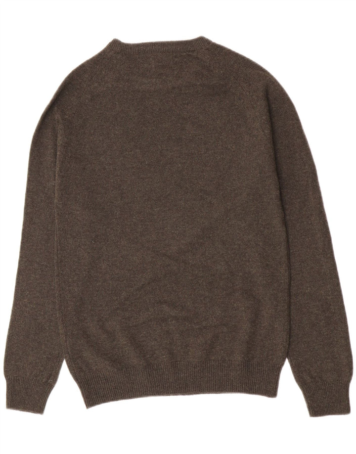 Marks & Spencer Jersey de cuello redondo para hombre de lana de cordero moteada verde pequeño