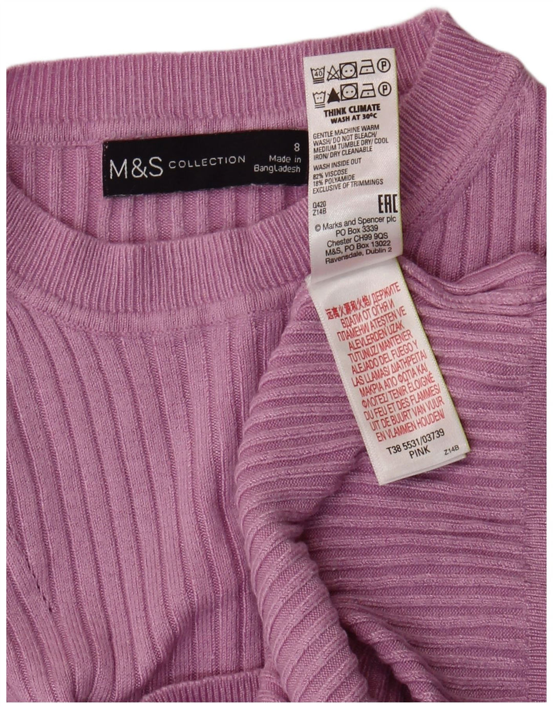 Marks & Spencer Suéter de Cuello Redondo para Mujer UK 8 Small Púrpura