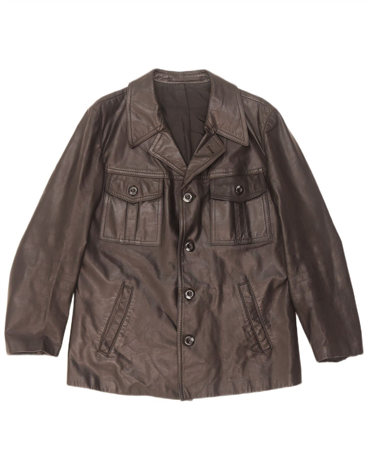 Vintage hombres chaqueta de cuero Reino Unido 36 pequeño negro