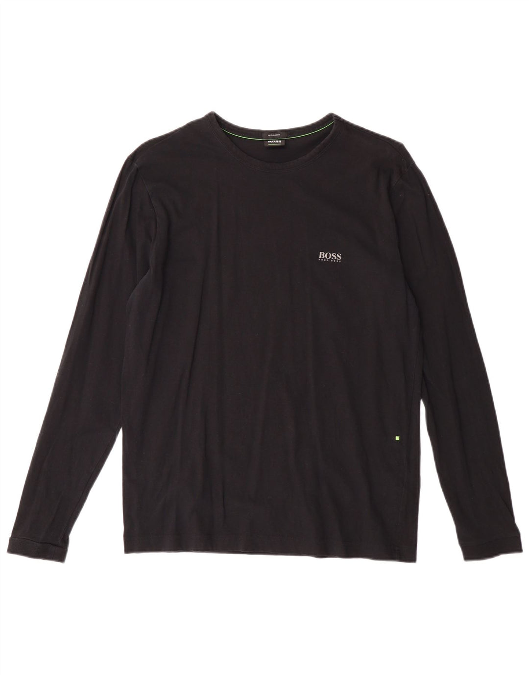 HUGO BOSS Hombre Regular Fit Top Manga Larga Pequeño Algodón Negro
