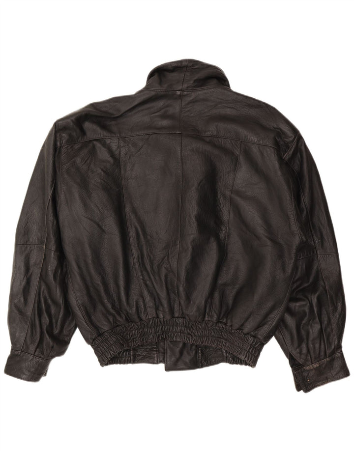 Chaqueta de cuero vintage para hombre IT 54 2XL cuero negro