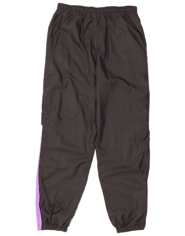 Vintage Hombre Chándal Pantalones Joggers Medio Negro Colorblock Nylon
