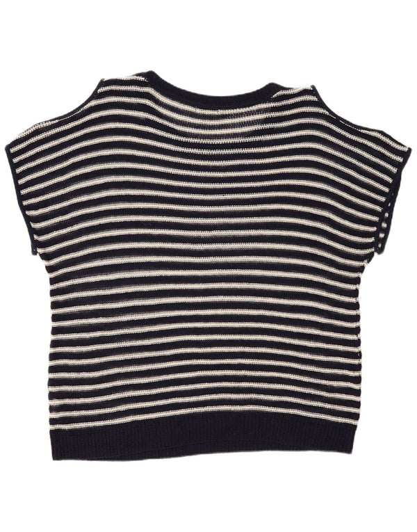 Marks & Spencer Vestido Túnica con Hombros Descubiertos para Mujer UK 40 XL Azul Marino Rayas