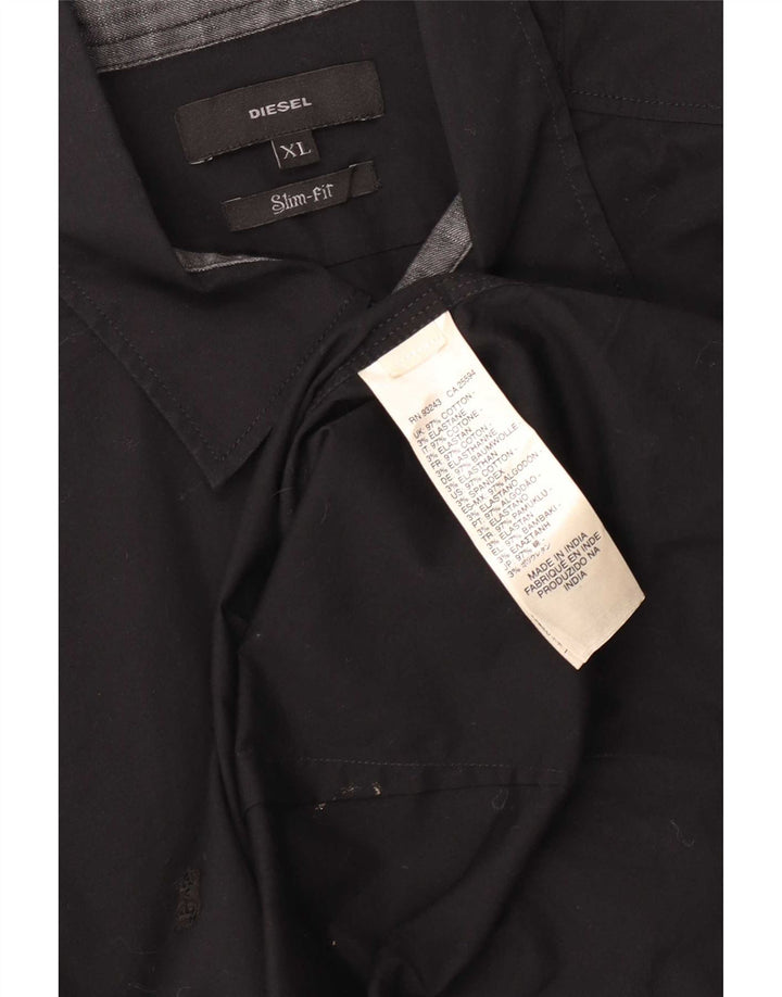 Camisa Diesel Hombre Slim Fit XL Algodón Negro