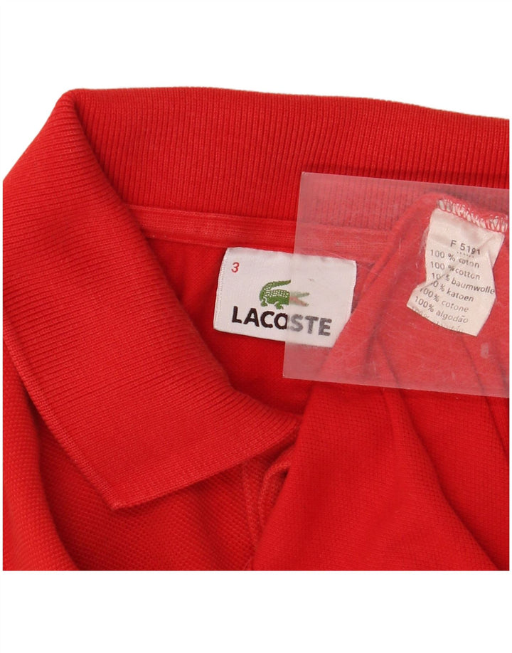LACOSTE Polo de manga larga para hombre talla 3 pequeño algodón rojo