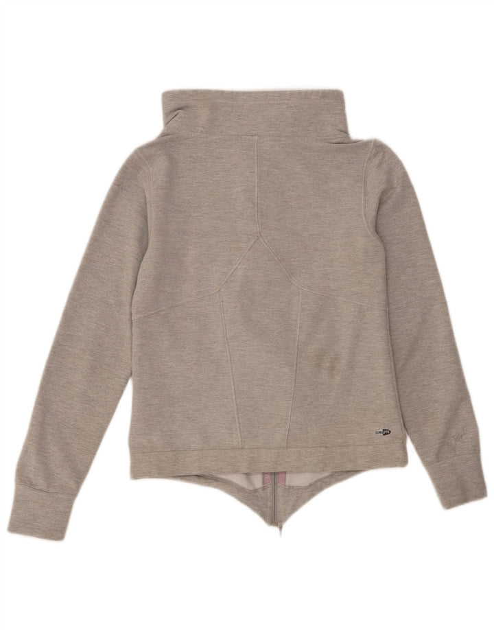 Adidas Mujer Chándal Top Chaqueta Reino Unido 10 Pequeño Gris Algodón