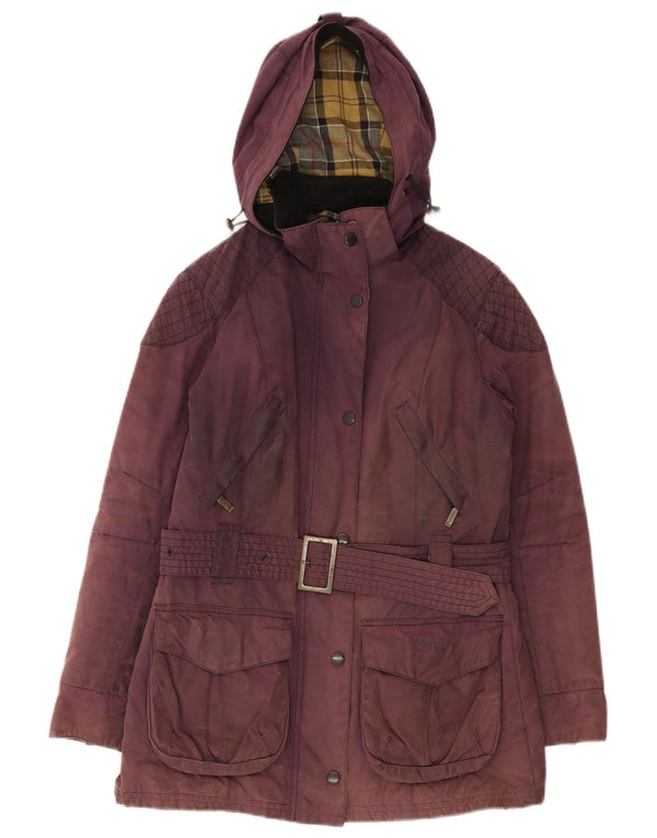 Barbour Chaqueta de algodón encerado con capucha para mujer Reino Unido 8 Small Púrpura