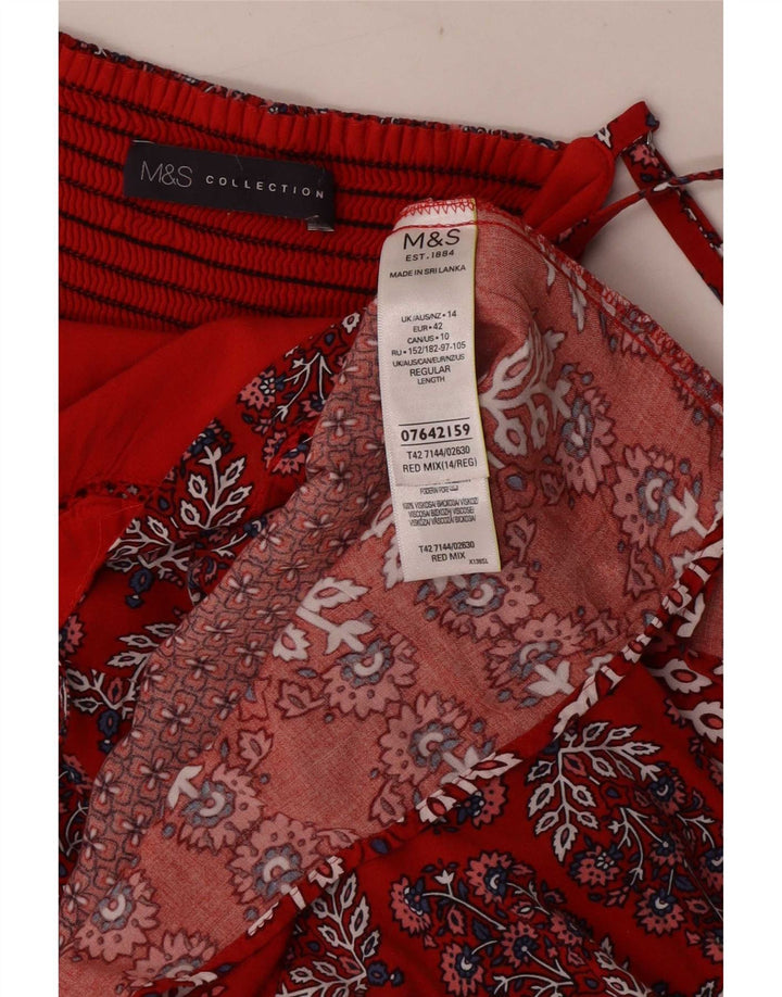 Marks & Spencer Vestido de verano para mujer UK 44 Viscosa floral roja mediana