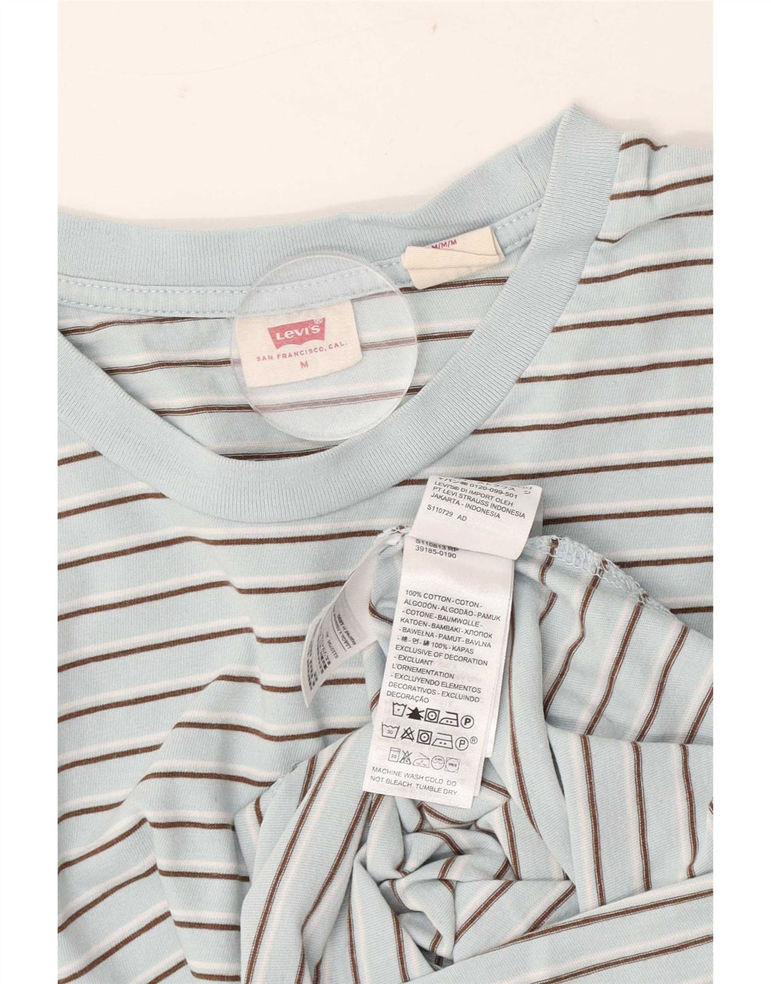 Levi's Camiseta para mujer Top UK 44 Algodón a rayas azul medio