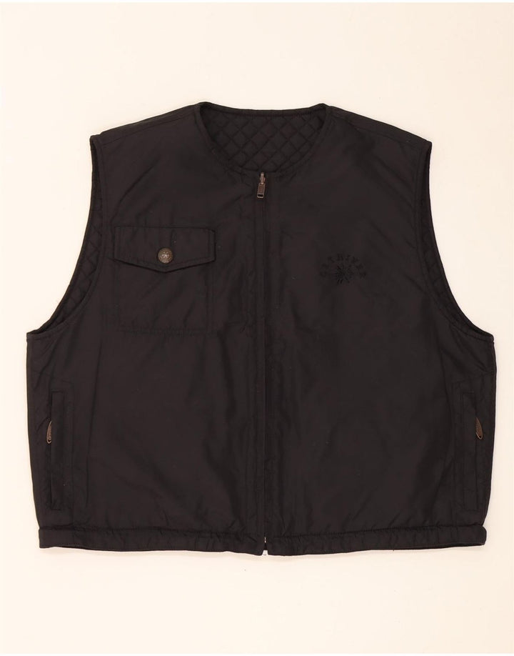 Vintage mujeres de gran tamaño reversible acolchado Gilet Reino Unido 12 Nylon negro medio
