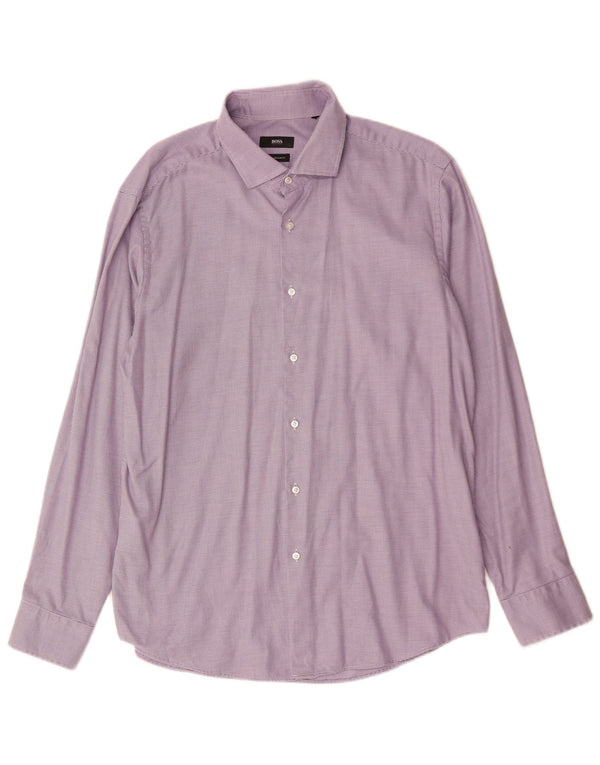 Camisa Hugo Boss Hombre Regular Fit Talla 44 XL Algodón Morado