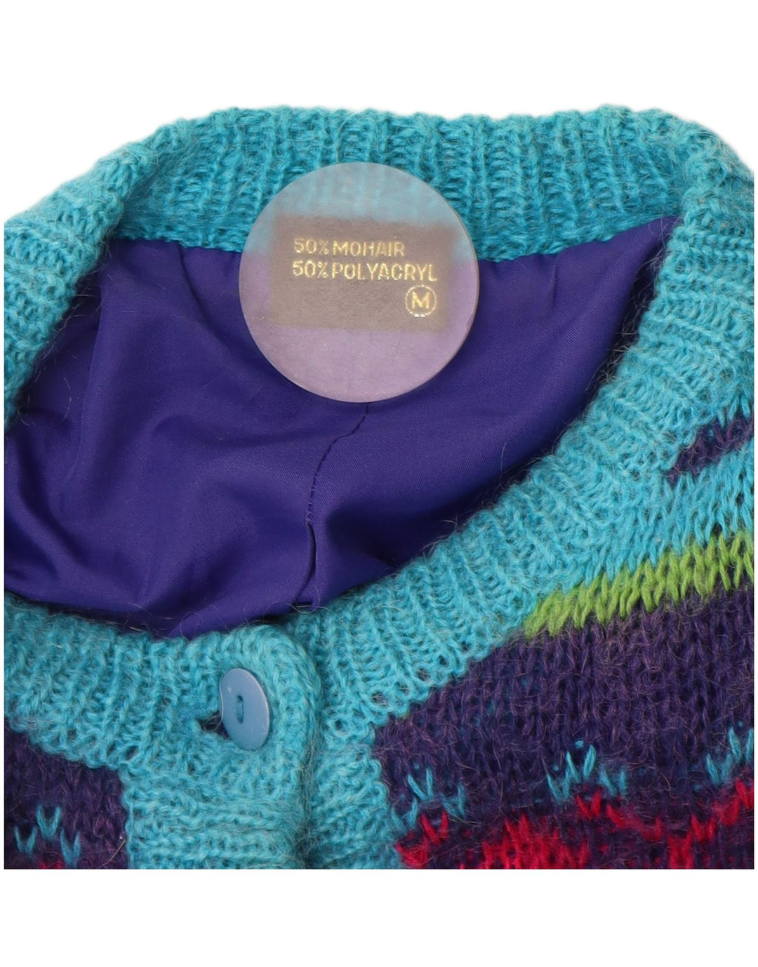 Vintage mujer Cardigan suéter Reino Unido 14 medio multicolor Fair Isle