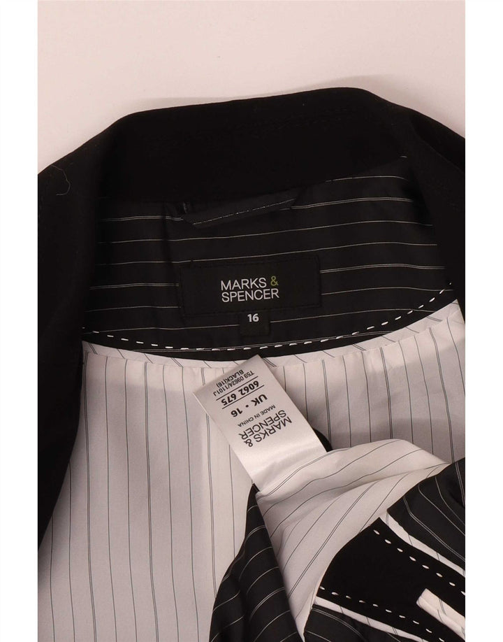 Marks & Spencer Chaqueta tipo blazer con 1 botón para mujer UK 46 Grande Poliéster negro