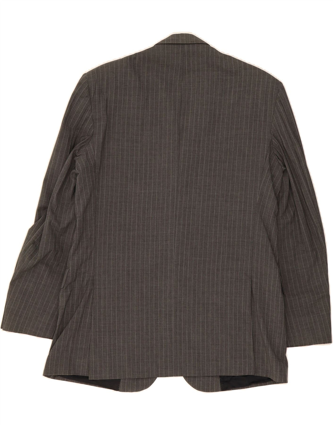 AQUASCUTUM Mens 2 Button Blazer Jacket UK 44 2XL Grey Pinstripe Wool Vintage Aquascutum and Second-Hand Aquascutum from Messina Hembry 