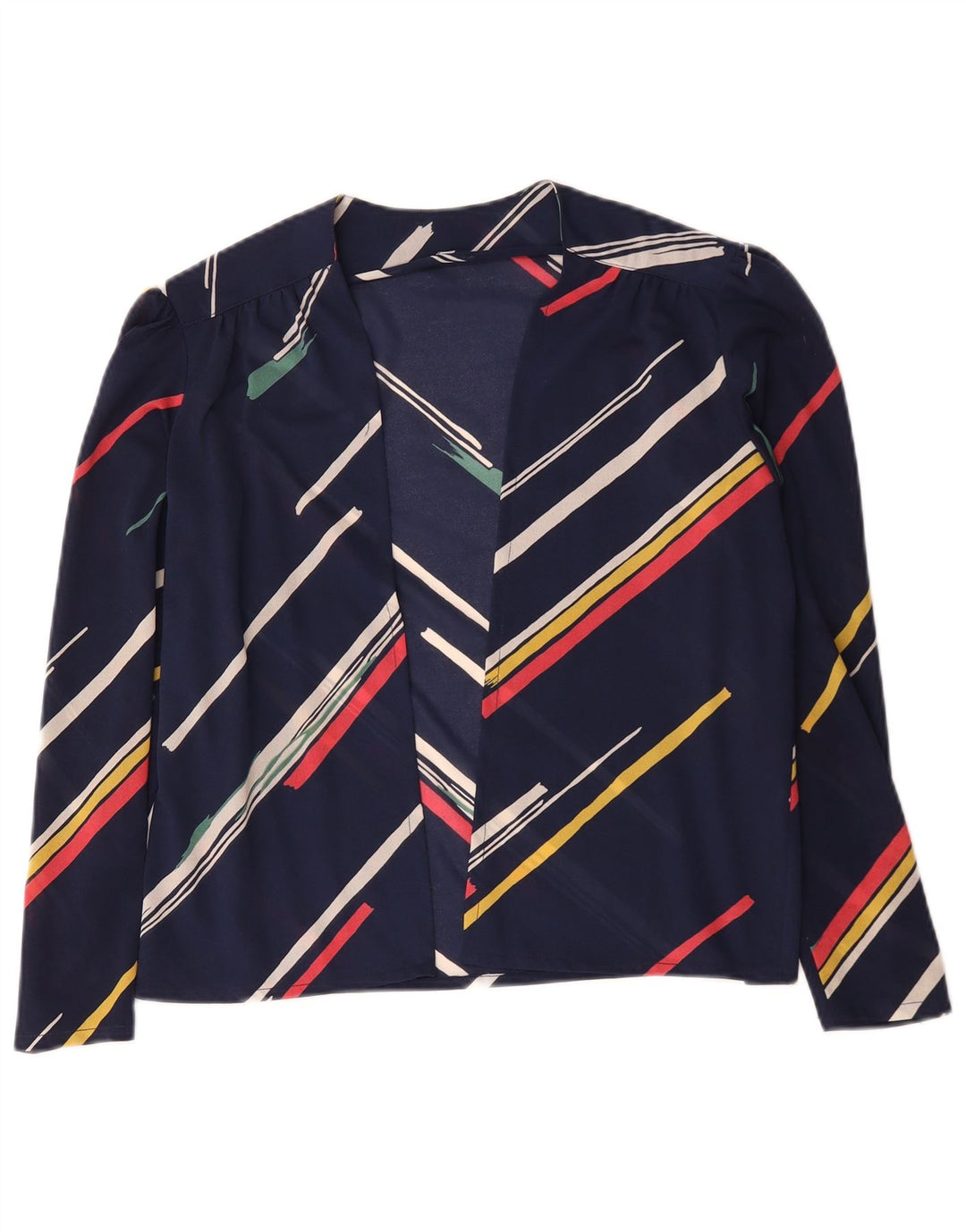 Vintage mujer Cardigan Top IT 42 Medio Azul Marino Rayas