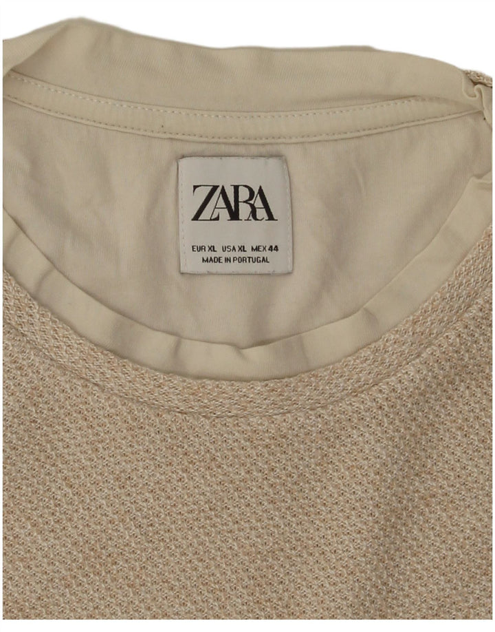 Zara Hombre Camiseta Top XL Beige