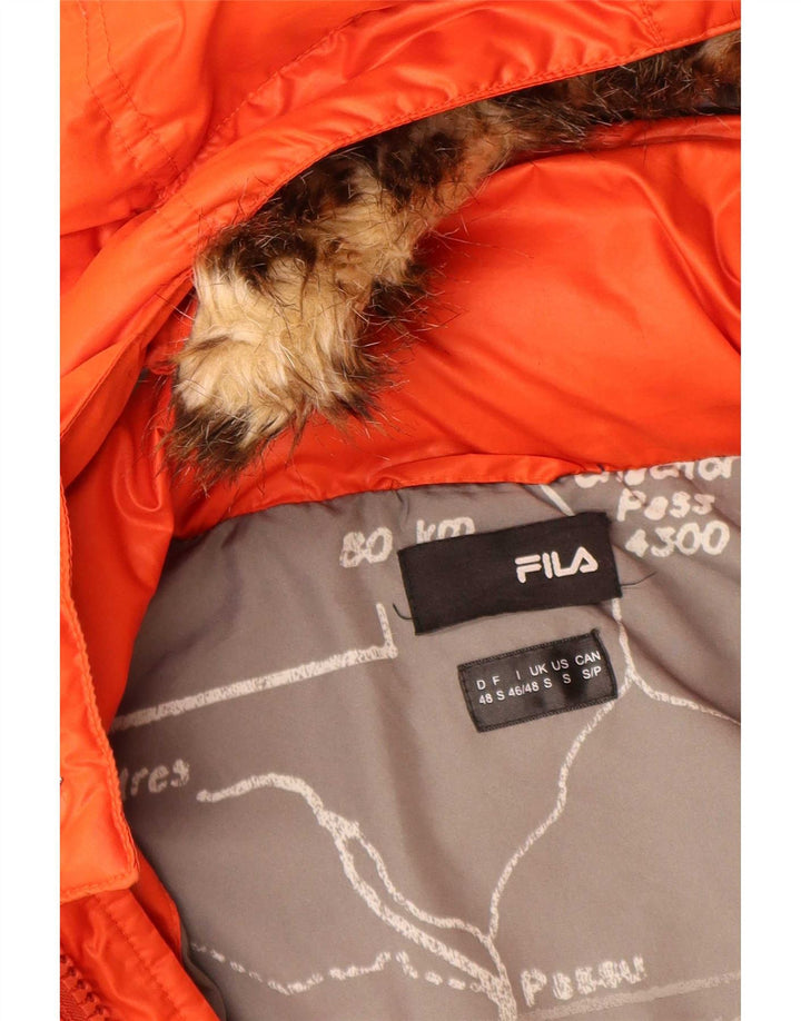 Fila Chaqueta acolchada con capucha para hombre UK 36 Small Naranja Poliéster