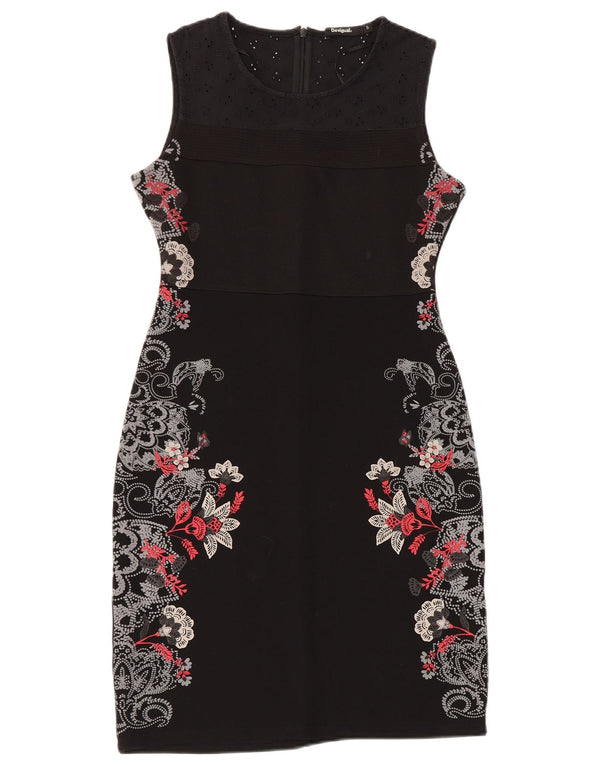 Desigual Vestido tubo sin mangas para mujer UK 8 Small Viscosa floral negra