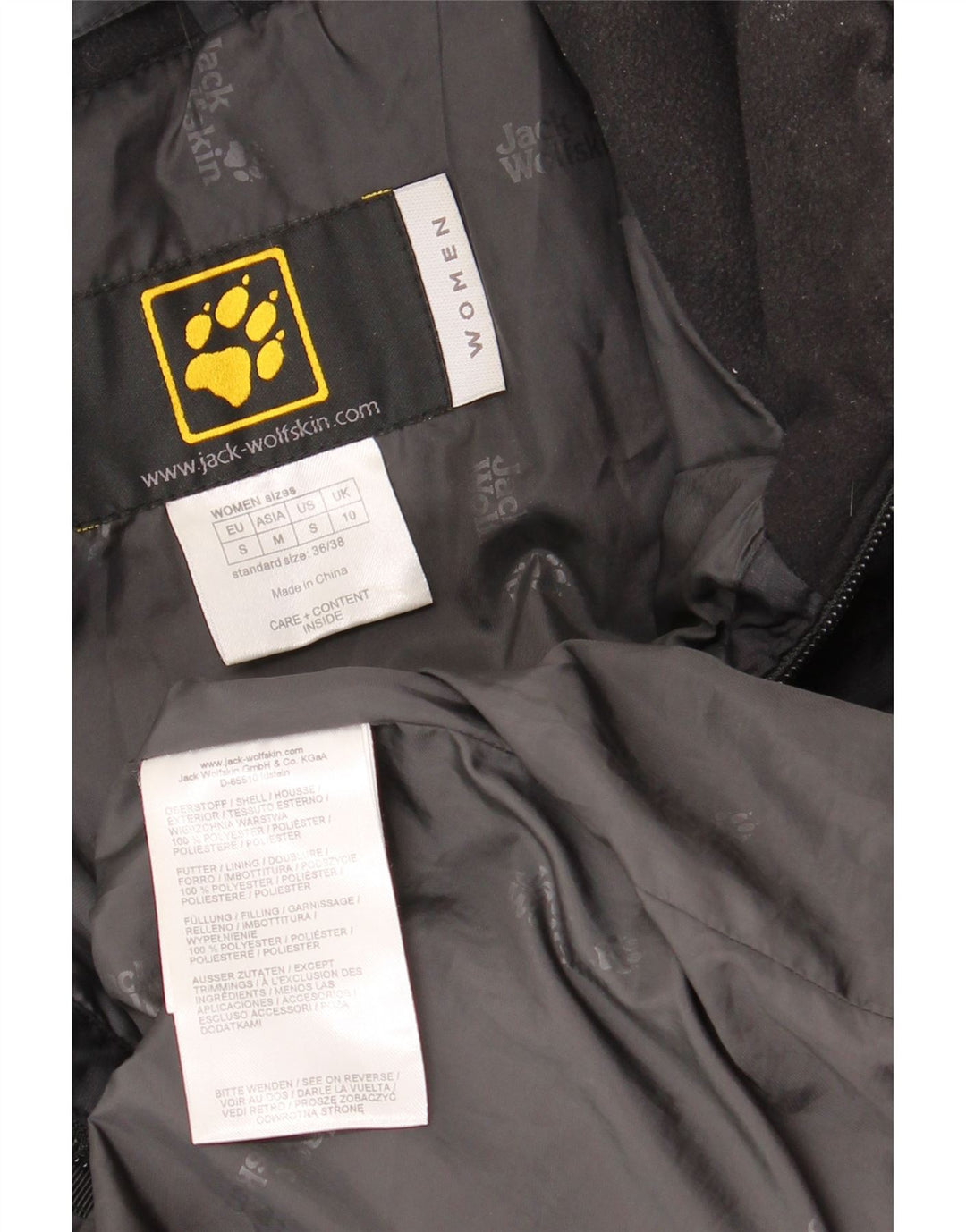 Jack Wolfskin Abrigo acolchado extragrande para mujer UK 10 Small Poliéster negro