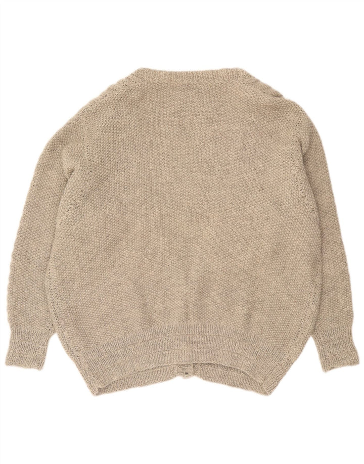 Vintage mujer oversized Cardigan suéter Reino Unido 16 gris grande