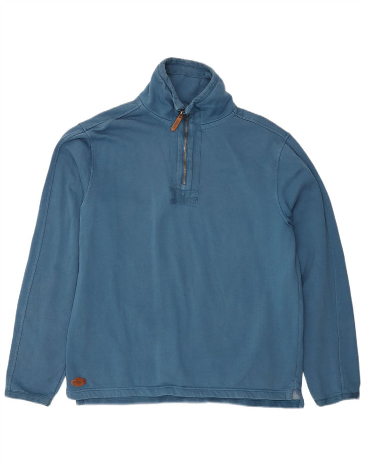 Saltrock - Sudadera con cuello y cremallera para hombre, talla grande, algodón azul