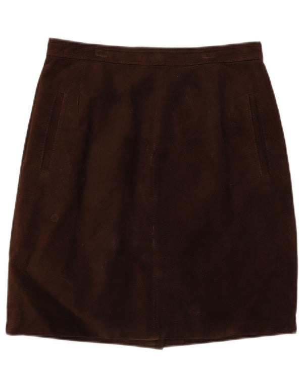Falda de ante vintage para mujer IT 44 Mediana W28 Cuero marrón