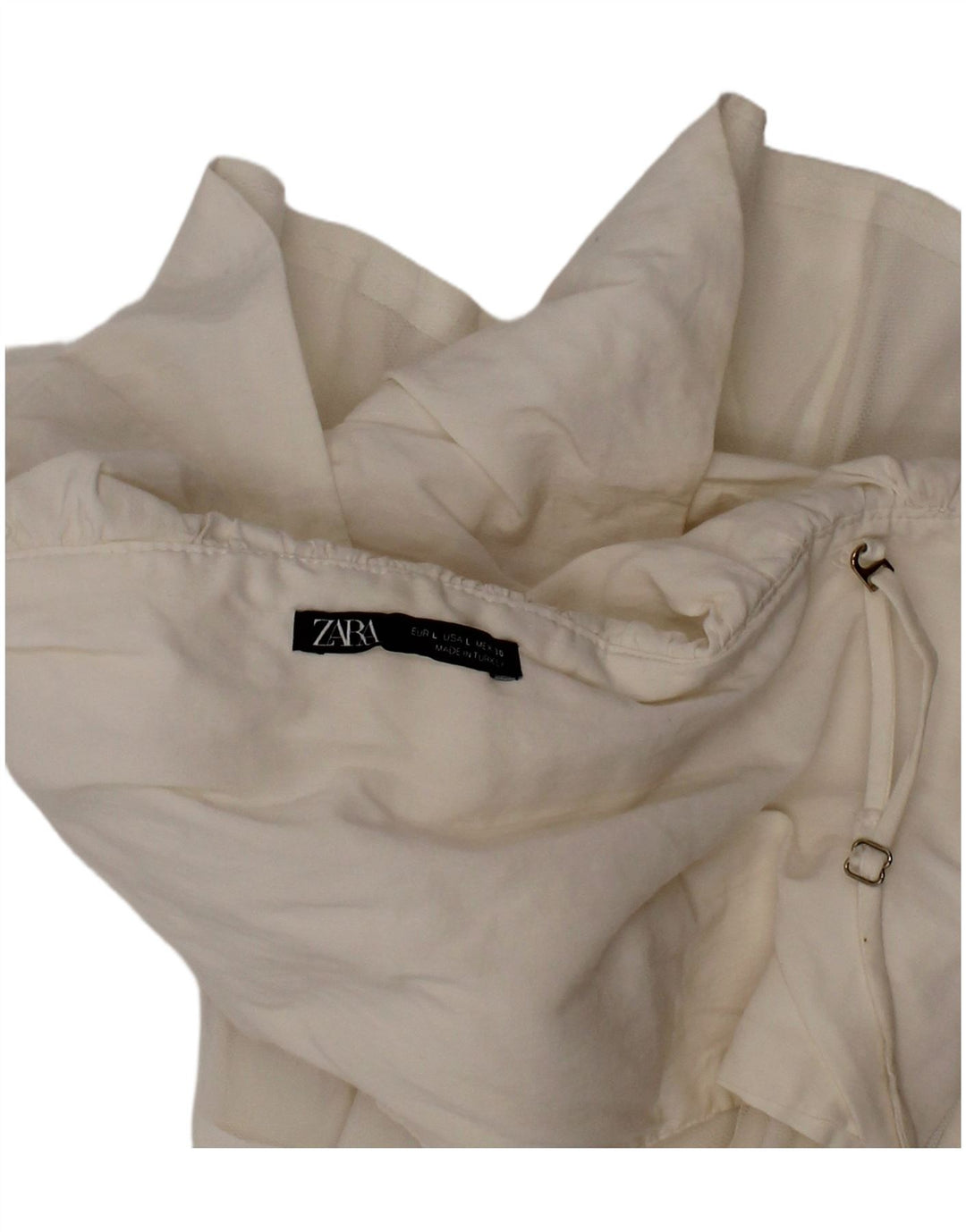 Zara Mujer Top Corto Sin Mangas Escalonado Grande Algodón Blanco