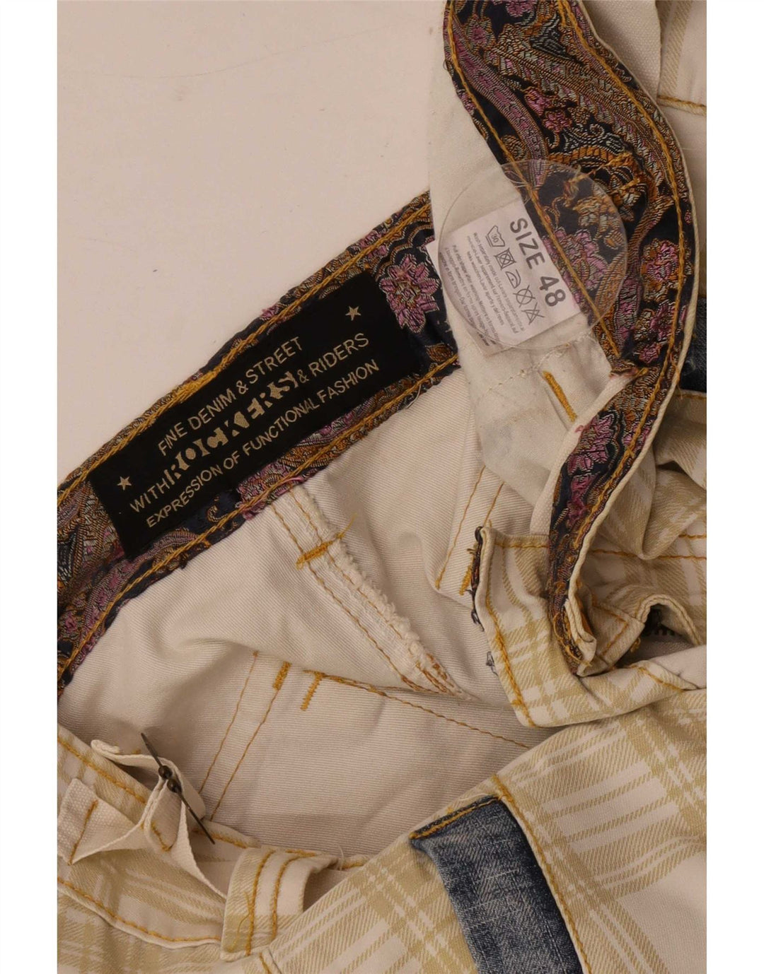 Vintage hombres regular cargo pantalones cortos IT 48 Medio W34 Beige Plaid
