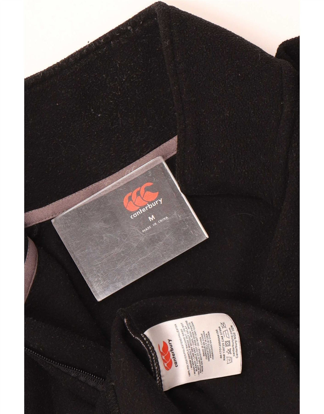 Canterbury Jersey de forro polar con cuello y cremallera para hombre Poliéster negro mediano