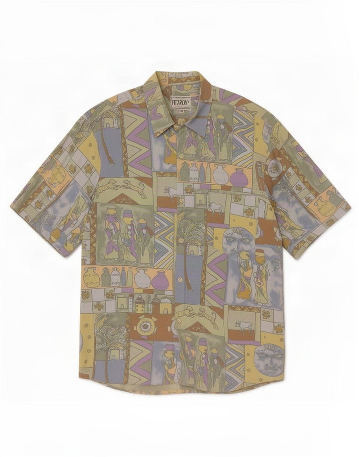 Camisa Fitzroy de manga corta con estampado abstracto para hombre, talla mediana, multicolor