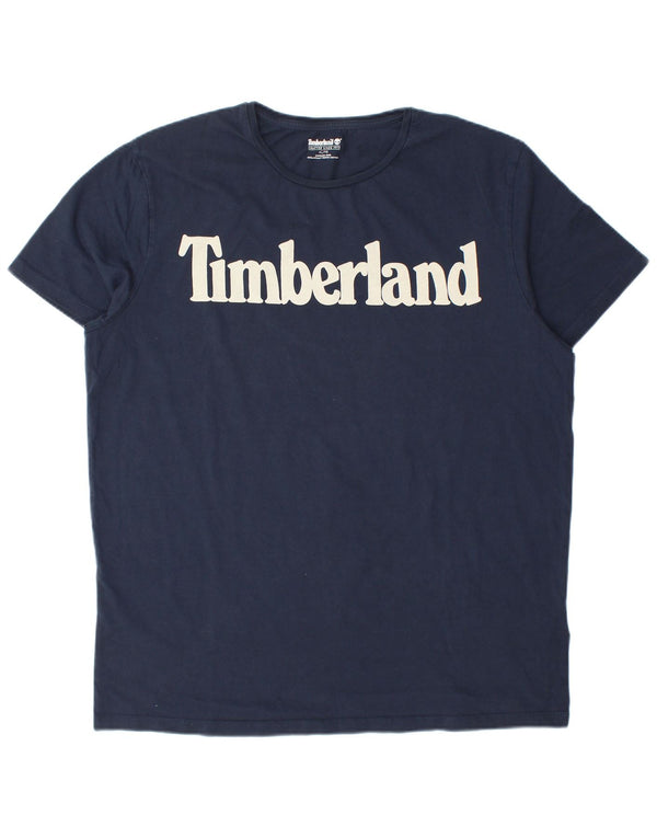 Timberland Camiseta Gráfica Hombre Top XL Azul Marino Algodón