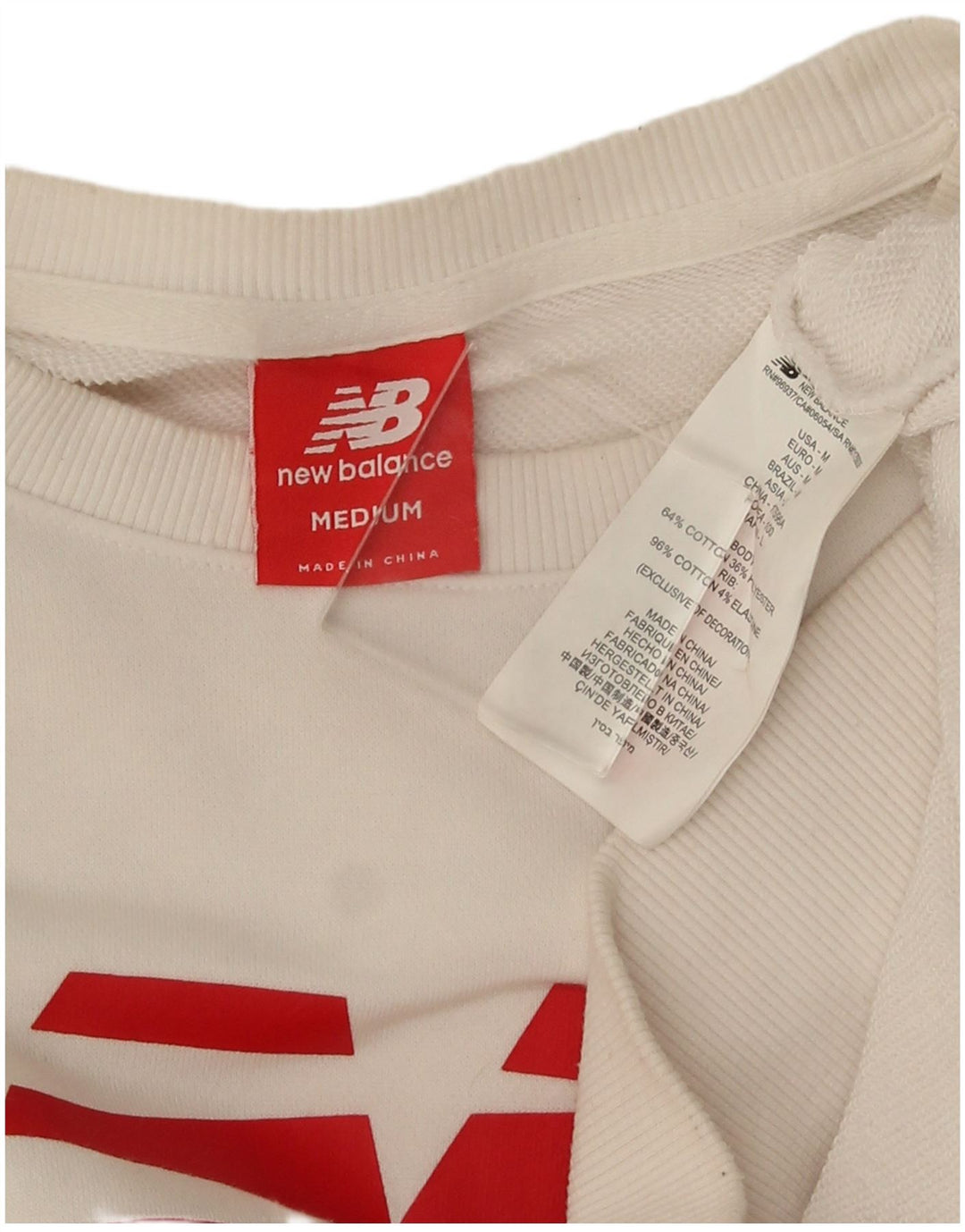 New Balance Hombre Sudadera Gráfica Jumper Medium Algodón Blanco
