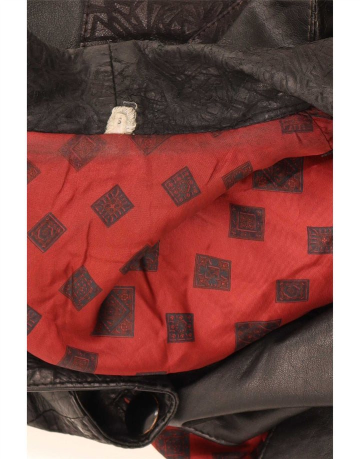 Vintage mujer chaqueta de cuero de gran tamaño Reino Unido 10 pequeño negro