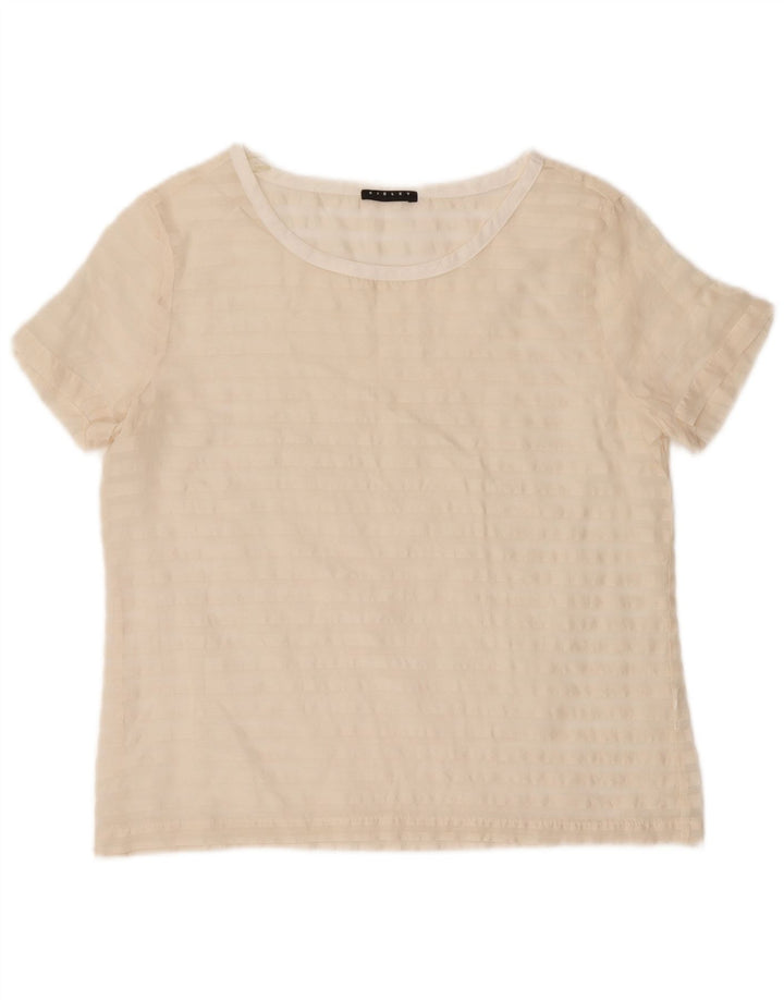 SISLEY Blusa para Mujer Top UK 12 Mediano Blanco A Rayas
