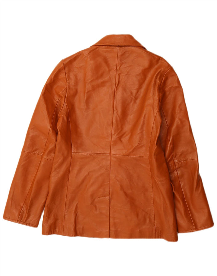 Stefanel Chaqueta Blazer de Cuero con 2 Botones para Mujer UK 42 Cuero marrón Medio
