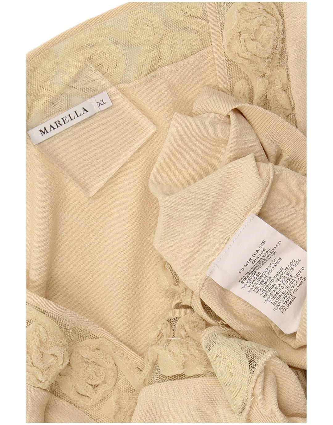 MARELLA Suéter tipo cárdigan corto para mujer UK 40 XL Viscosa beige