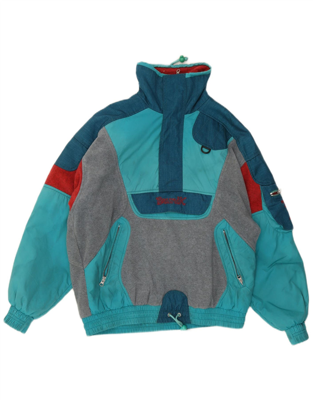 Brunik Chaqueta Anorak Polar para Hombre UK 40 Large Azul Colorblock Poliéster