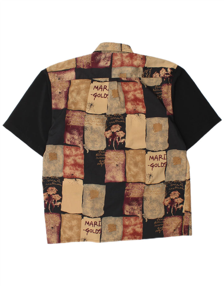 DAY-X Camisa de manga corta para hombre Talla 15 1/2 Medio Beige Patchwork Poliéster