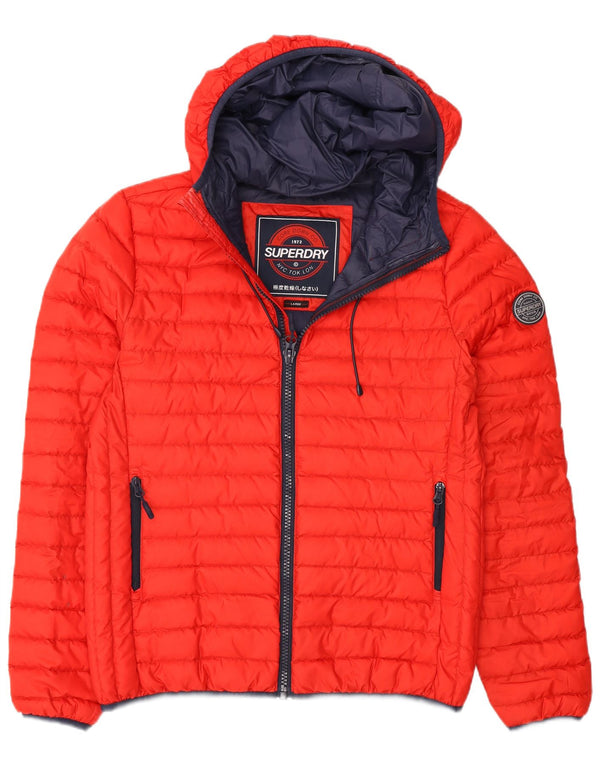 Superdry Chaqueta acolchada con capucha para hombre Reino Unido 40 Poliéster rojo grande