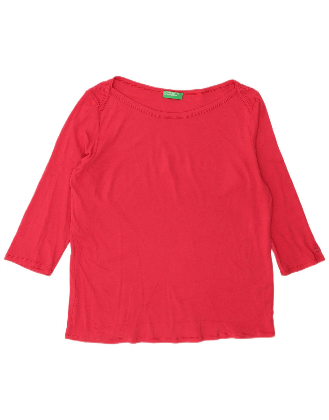 BENETTON Top Mujer Manga 3/4 UK 44 Grande Rojo