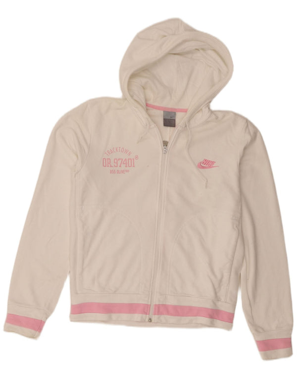 Nike Sudadera con capucha y cremallera para mujer UK 40/40 XL Blanco Colorblock Algodón