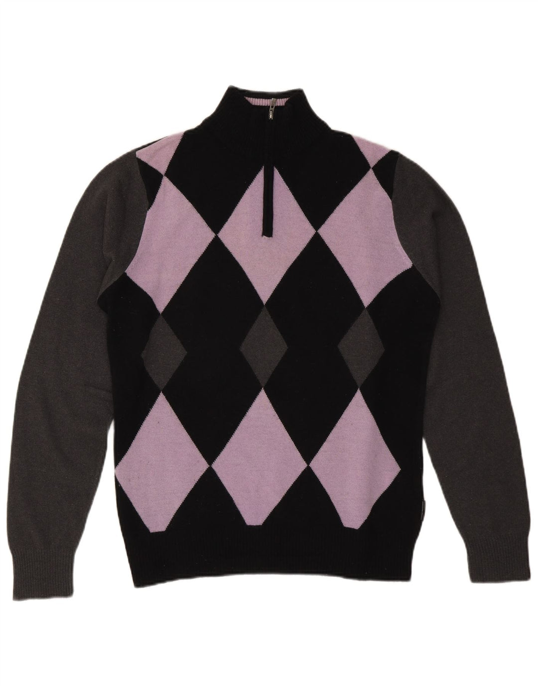 Sergio Tacchini Jersey De Cuello Con Cremallera Para Hombre Medium Black Argyle/Diamond