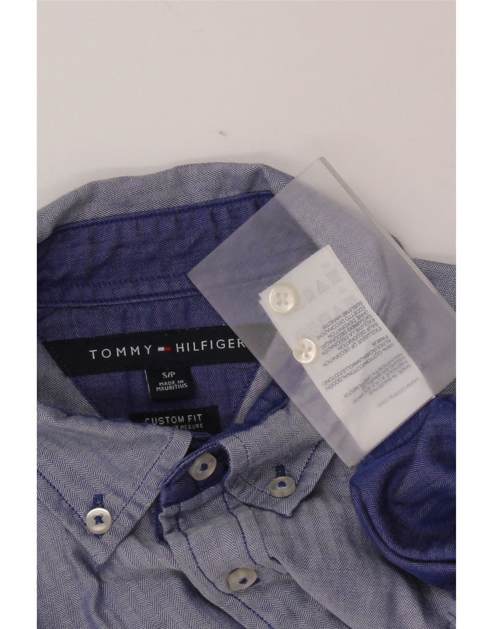 Tommy Hilfiger Camisa Custom Fit para Hombre Algodón Azul Pequeño
