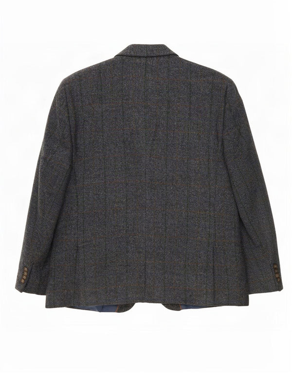 Harris Tweed Chaqueta tipo blazer de 2 botones para hombre IT 52 XL Lana a cuadros gris