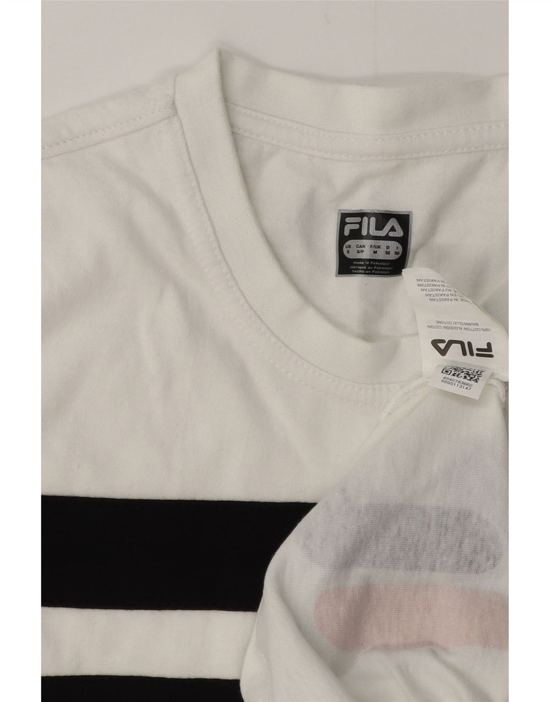 FILA Camiseta gráfica para hombre Top mediano de algodón a rayas blancas