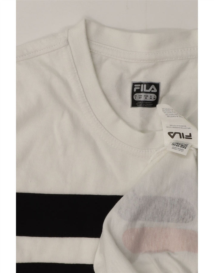 FILA Camiseta gráfica para hombre Top mediano de algodón a rayas blancas