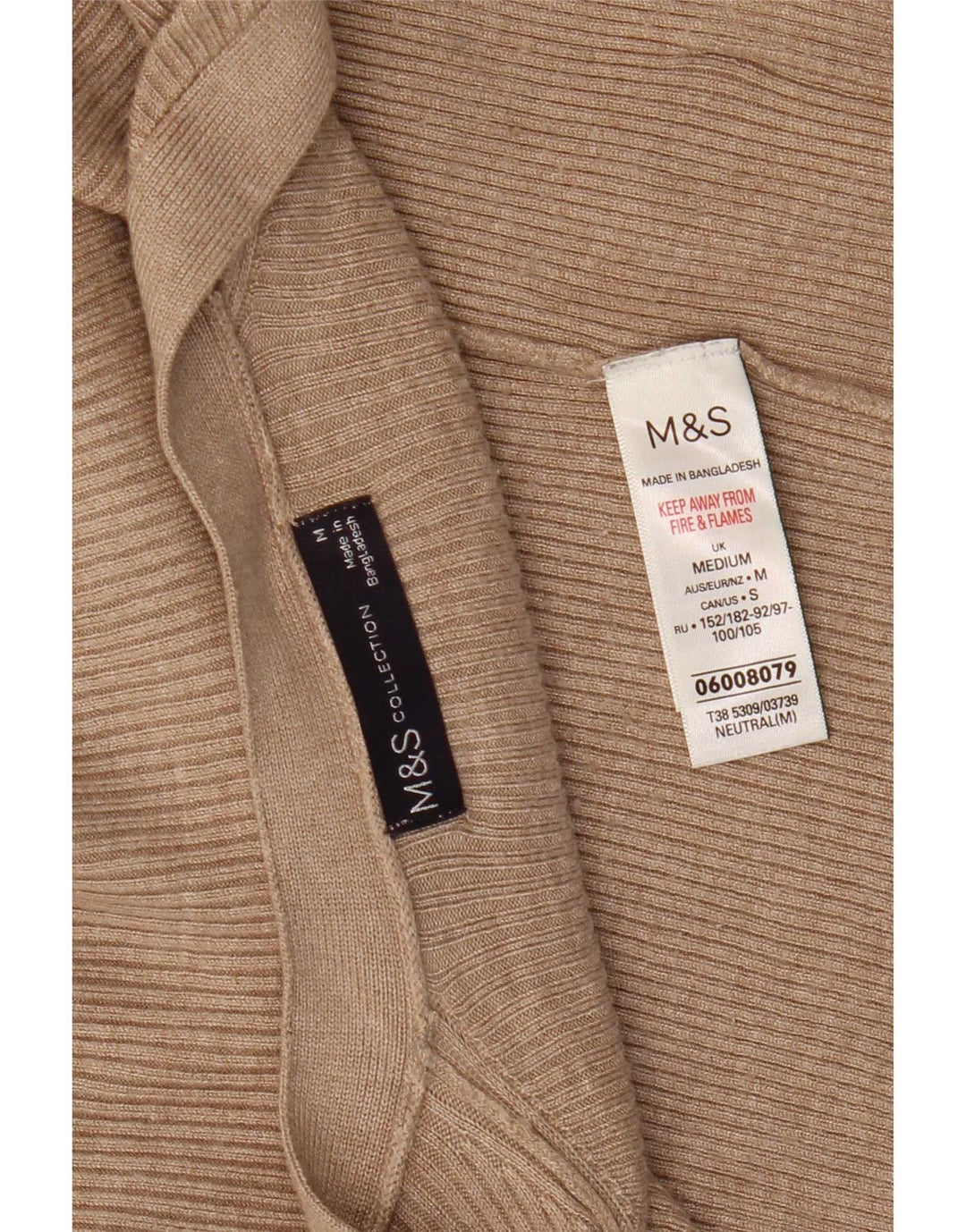 Marks & Spencer Suéter tipo cárdigan abierto para mujer UK 44 Viscosa beige mediana