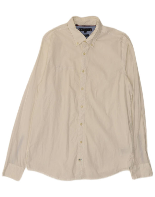 Camisa Tommy Hilfiger Slim Fit para hombre de algodón blanco grande