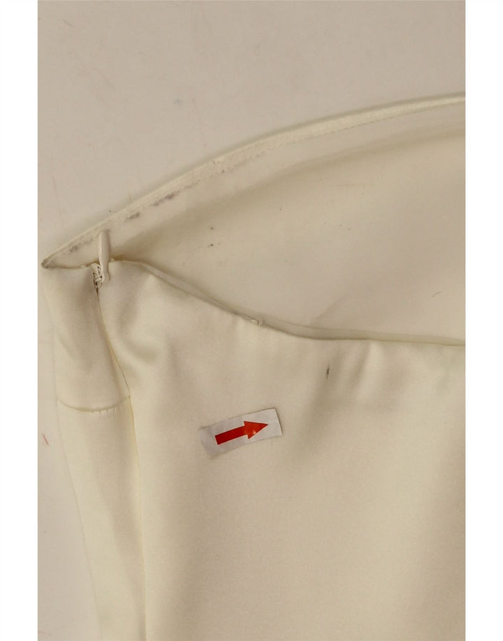 Zara Top corto sin tirantes para mujer UK 42 Poliéster blanco mediano